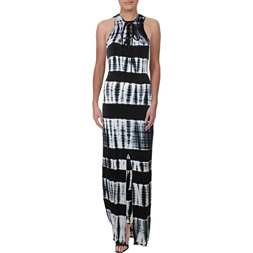 Juniors' Printed Lace-Up Maxi Dress