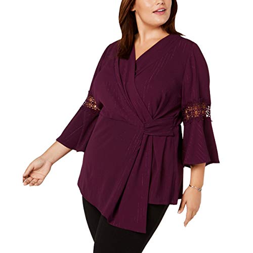 NY Collection Plus Size Faux Wrap V Neck Top