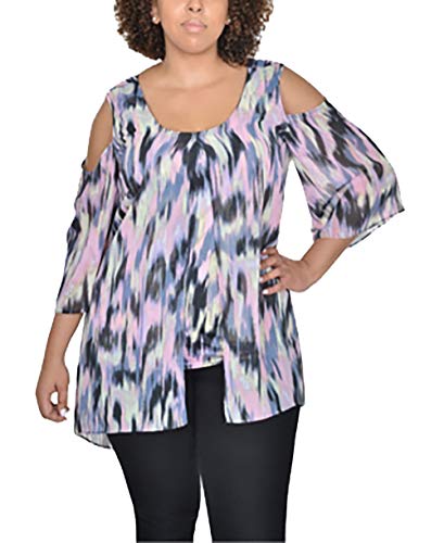 NY Collection Plus Size Layered Cold Shoulder Tunic