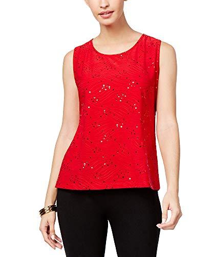 JM Collection Petite Sequined Jacquard Shell