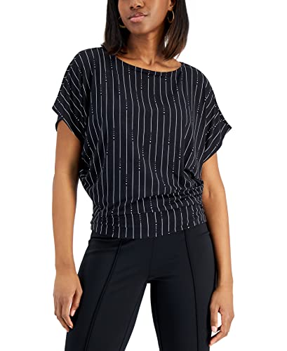 Alfani Printed Banded Hem Boat Neck Top