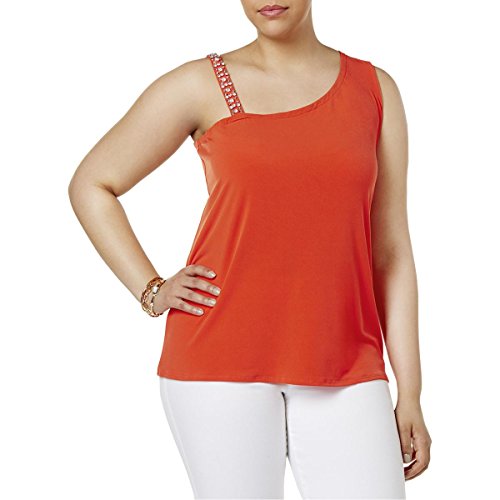 INC International Concepts Plus Size One Shoulder Rhinestone Trim Top
