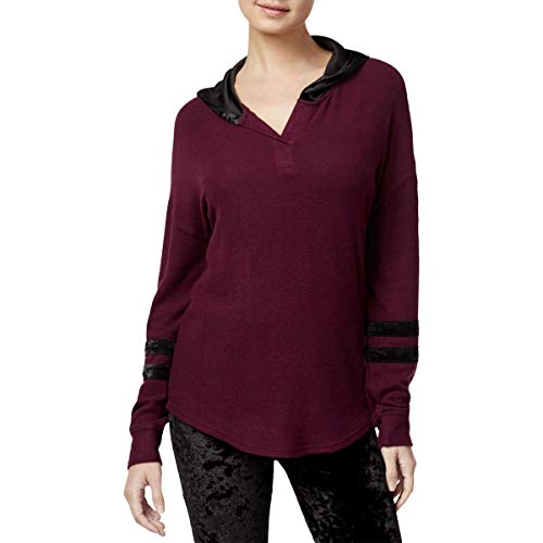 Juniors' Velvet-Trim Cozy Hoodie