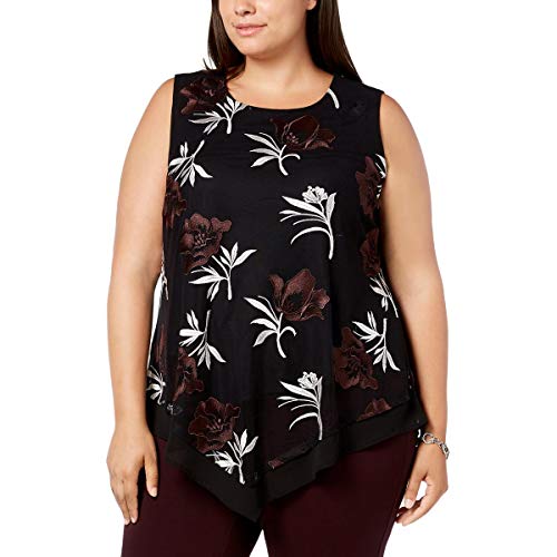 Alfani Plus Size Pointed Hem Embroidered Top