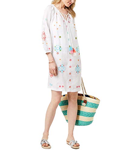 Charter Club Linen Embroidered Peasant Dress