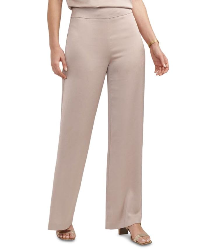 Anne Klein Petite Wide Leg Pull On Satin Pants