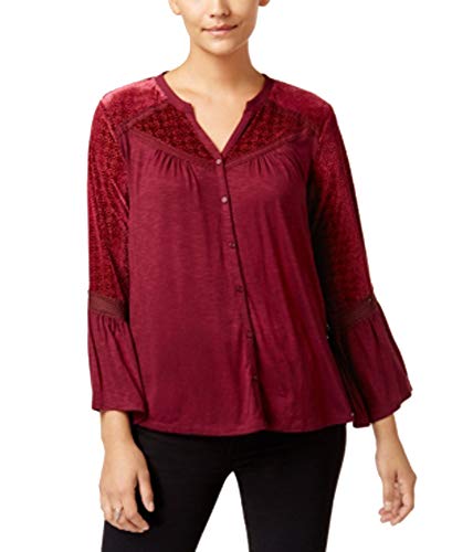 Style & Co Petite Velvet Trim Blouse