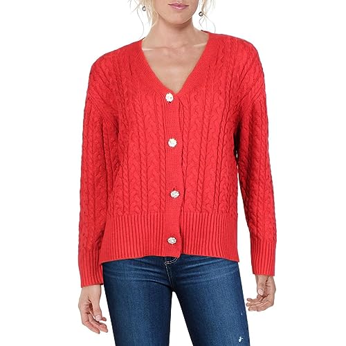 Women's Cable-Knit Jewel-Button Cardigan