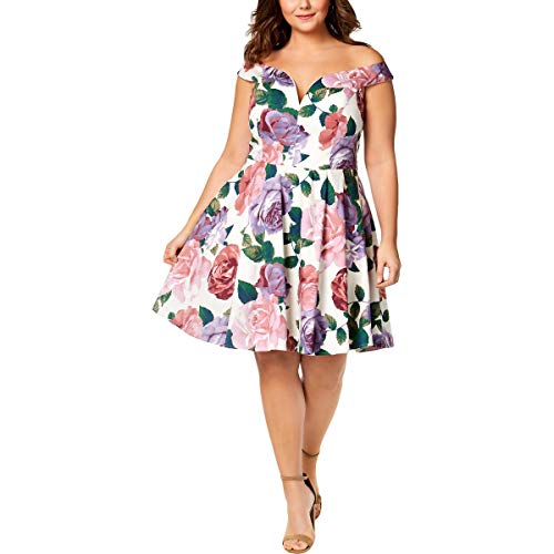 City Studios Trendy Plus Size Printed Off The Shoulder Dress