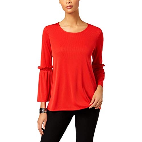 Alfani Rib Knit Ruffled Sleeve Top