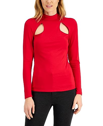 INC International Concepts Front Cutout Mock Neck Top