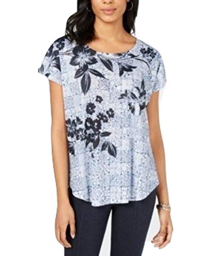 Style & Co Short Sleeve Printed Dolman Top