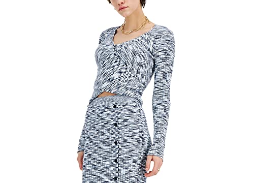 INC International Concepts Petite Long Sleeve Space Dyed Top