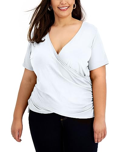 INC International Concepts Plus Size Cotton Side Ruched T-Shirt