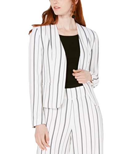 Bar III Striped Collarless Jacket