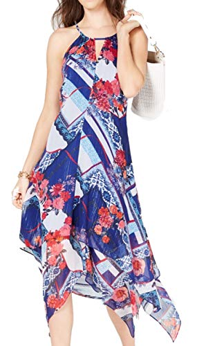 INC Printed Handkerchief-Hem Dress