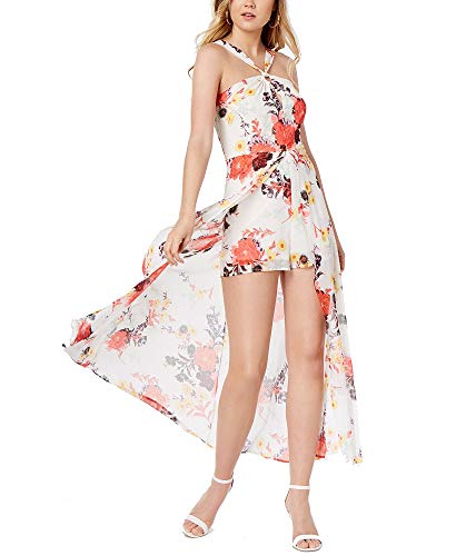 Material Girl Juniors Printed Romper With Sheer Overlay Maxi Skirt