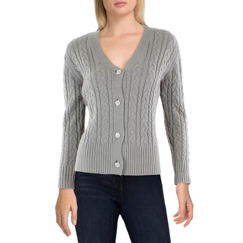 Women's Cable-Knit Jewel-Button Cardigan