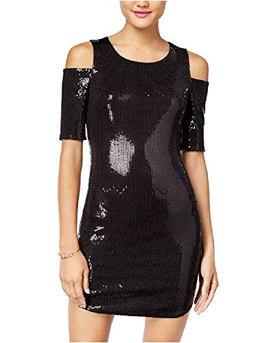 As U Wish Juniors Sequined Cold Shoulder Bodycon Dress