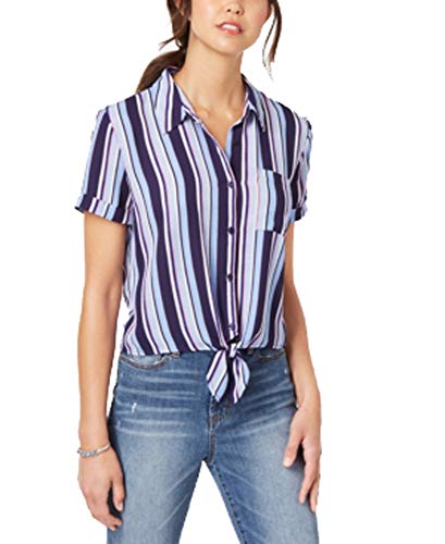 Hippie Rose Juniors Striped Tie Front Camp Shirt