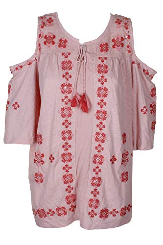 Style & Co Embroidered Cold Shoulder Top