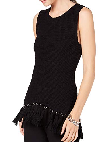 I.N.C Fringe-Trim Sleeveless Sweater