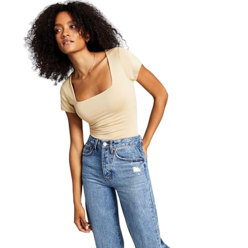 Now This Trendy Plus Size Square Neck Bodysuit