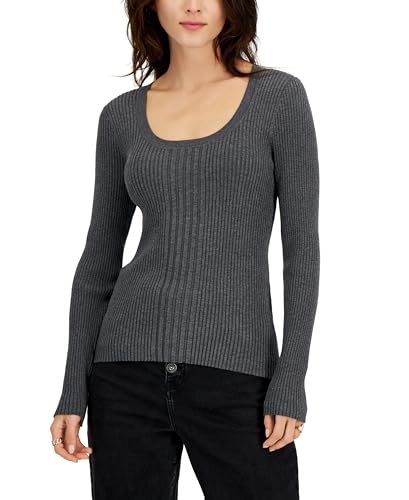 INC International Concepts Womens Scoop Neck Ribbed Sweater