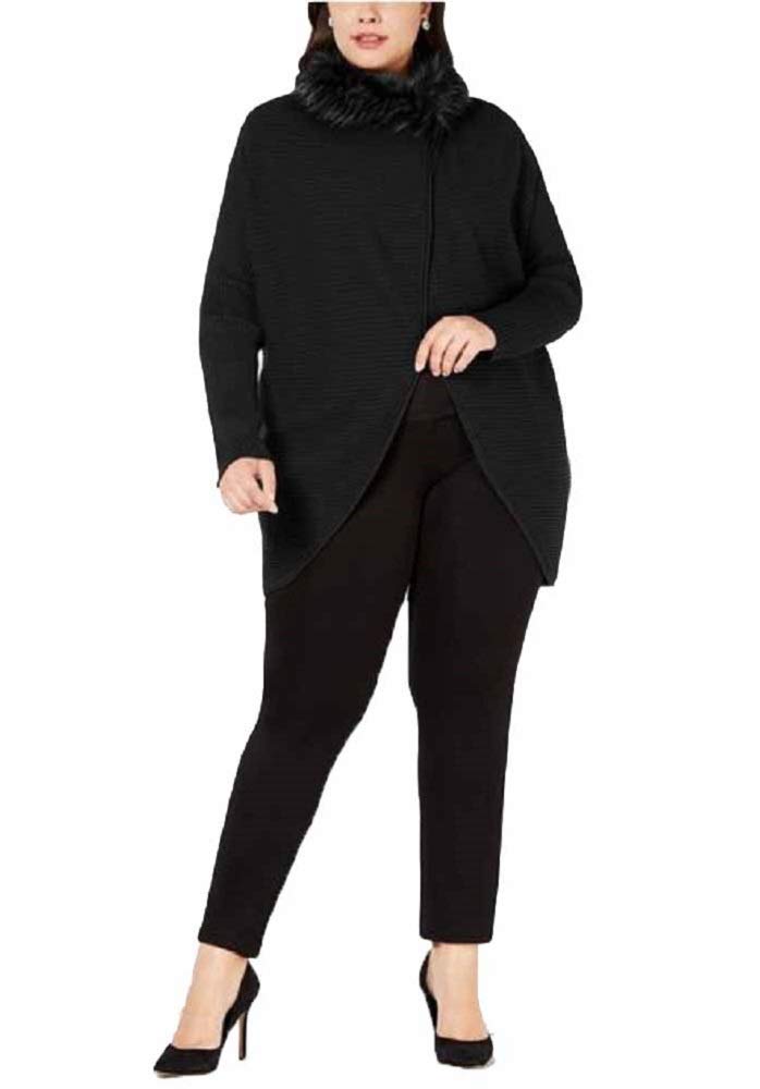 Plus Size Convertible Sweater With Faux-Fur Trim