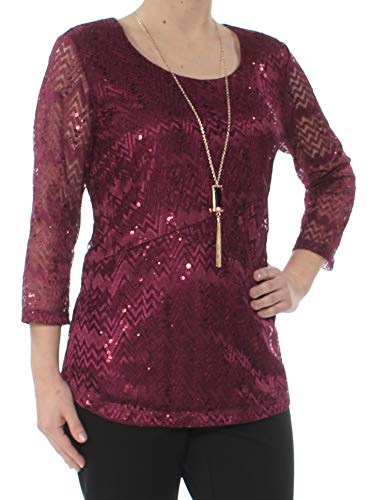 JM Collection Lace Sequined Top