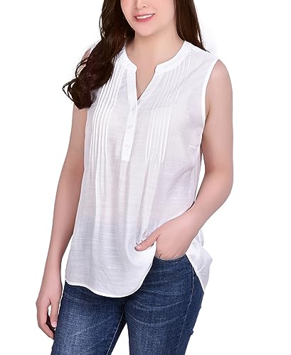Petite Sleeveless Pintucked Blouse Top