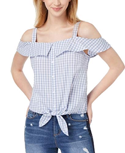 by Ikeddi Juniors' Cotton Cold-Shoulder Gingham Top