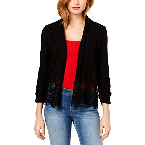 Lace Trim Open Front Topper Cardigan