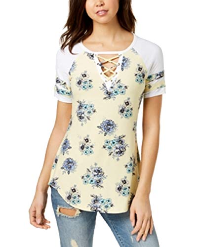 No Comment By Ultra Flirt Juniors Lace Up Baseball T-Shirt