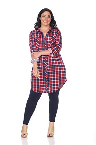 White Mark Womens Piper Stretchy Plaid Tunic