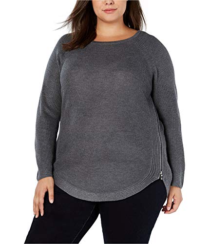I.N.C. Plus Size Waffle-Knit Side-Zip Sweater