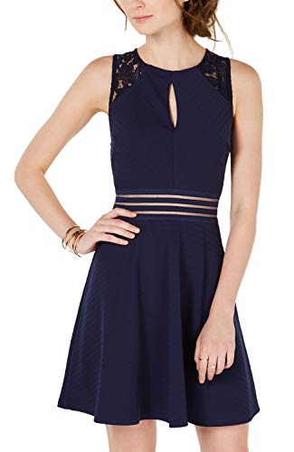 City Studios Juniors Lace Trim Fit Flare Dress