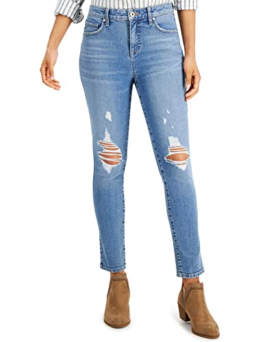 Style & Co Petite High Rise Distressed Skinny Ankle Jeans