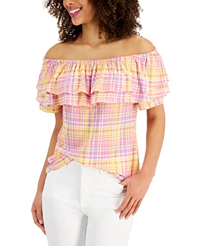 Charter Club Petite Ruffled Off The Shoulder Top