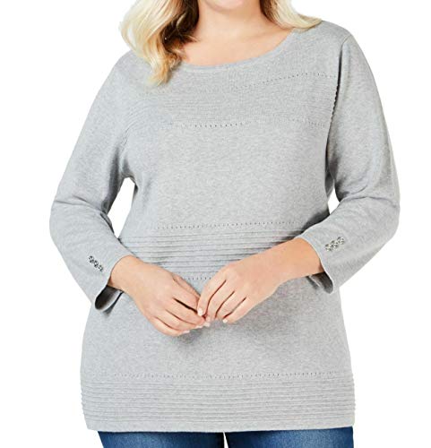 Plus Size Cotton Pointelle Sweater