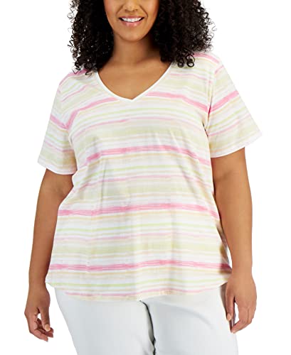 Style & Co Plus Size Cotton Striped Tee