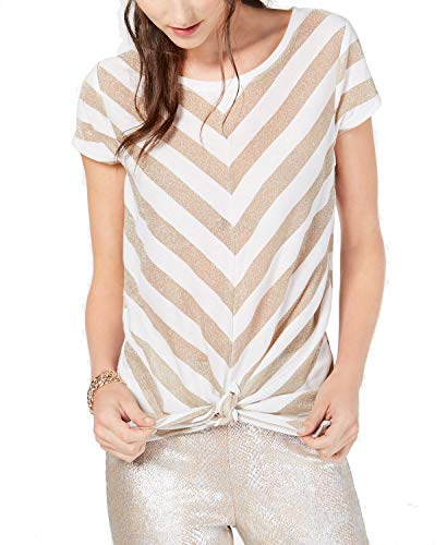 Metallic Stripe Tie Front Top