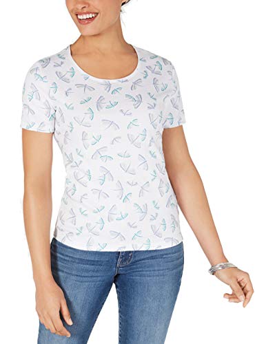Karen Scott Scoop Neck Dragonfly Print T-Shirt