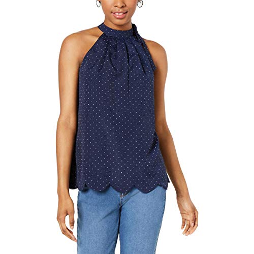 Printed Scalloped-Hem Halter Top