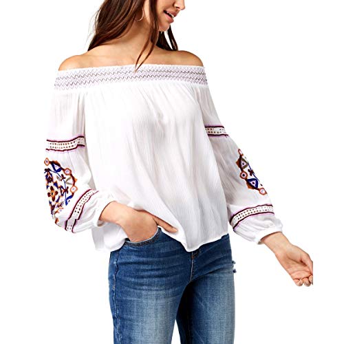 Petite Embroidered Off The Shoulder Top