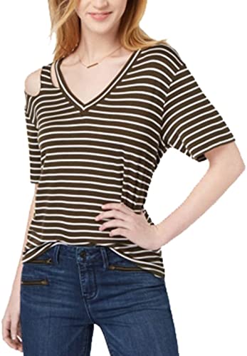Juniors' Striped Cutout T-Shirt