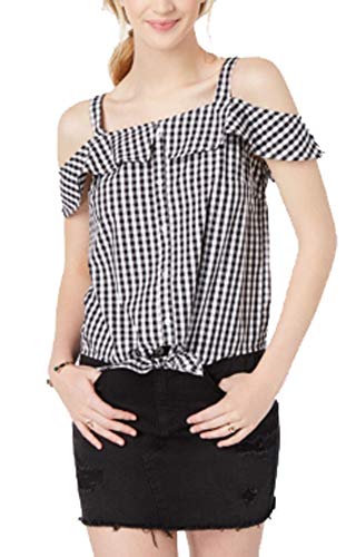 by Ikeddi Juniors' Cotton Cold-Shoulder Gingham Top