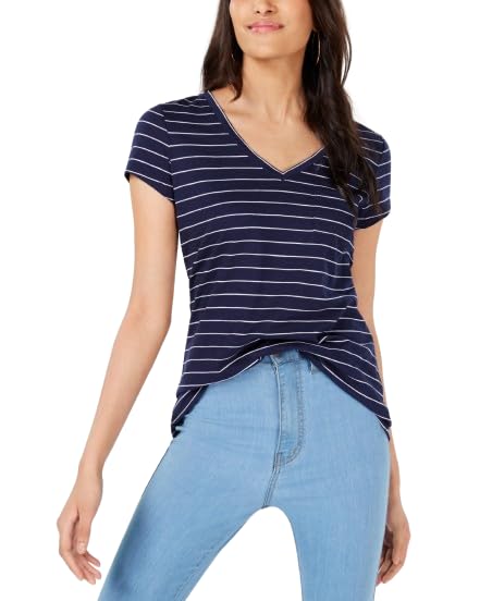 Maison Jules Striped V Neck Top