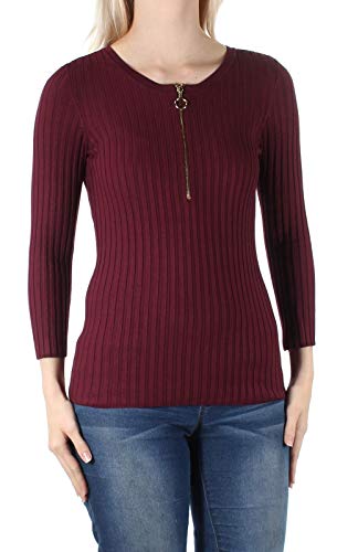 Inc International Concepts Petite Zip-Up Ribbed Sweater