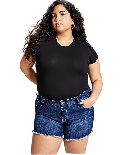 Now This Trendy Plus Size Distressed High Rise Denim Shorts